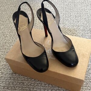 Christian Louboutin Black Round Toe Sling Back Black Heels 36.5